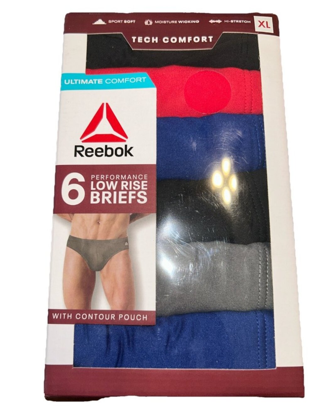 Reebok Men’s Tech Comfort Low Rise Performance Briefs 6 Pack XL 40-42 Underwear